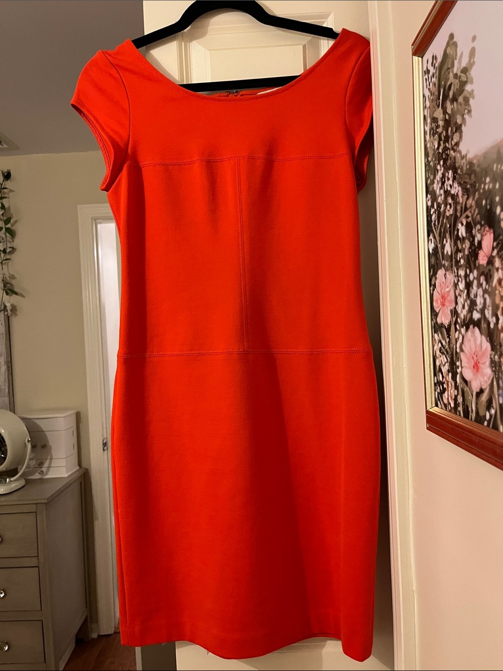 Banana Republic Red/Orange Cap-Sleeve Sheath Dress